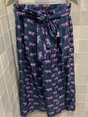 J CREW /  TIGER Print / SILK WIDE LEG PANT IN JUNGLE / Size Petite 10